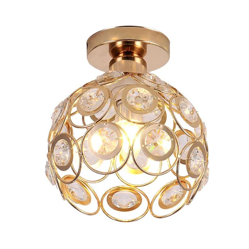 

Creative Crystal Hollow Balcony Led Ceiling Light Iron Corridor Lights Home Decor Lamps for Living Room Restaurant Ceiling Lamps