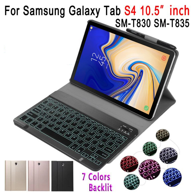 Тонкий чехол для Samsung Galaxy Tab S4 10 5 клавиатура T830 T835 SM-T830 Bluetooth кожаный с держателем