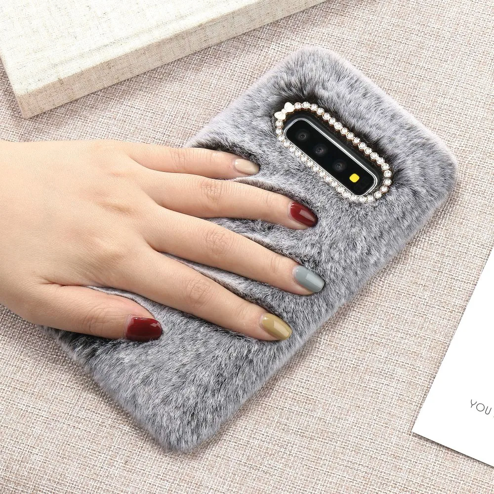 

LAPOPNUT Lovely Warm Fluffy Soft Wool Plush Case for Samsung Galaxy S9 S8 Plus S10 S10e Note10 5G TPU Back Cover for S7 Edge