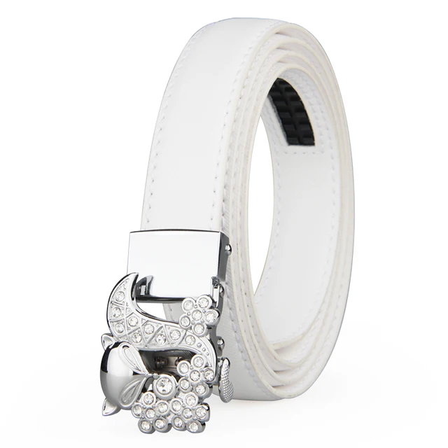 New Fashion Women's Belts Genuine Leather Designer High Quality Belt Women Luxury Straps for Woman White Automatic Buckle Belts WA0402