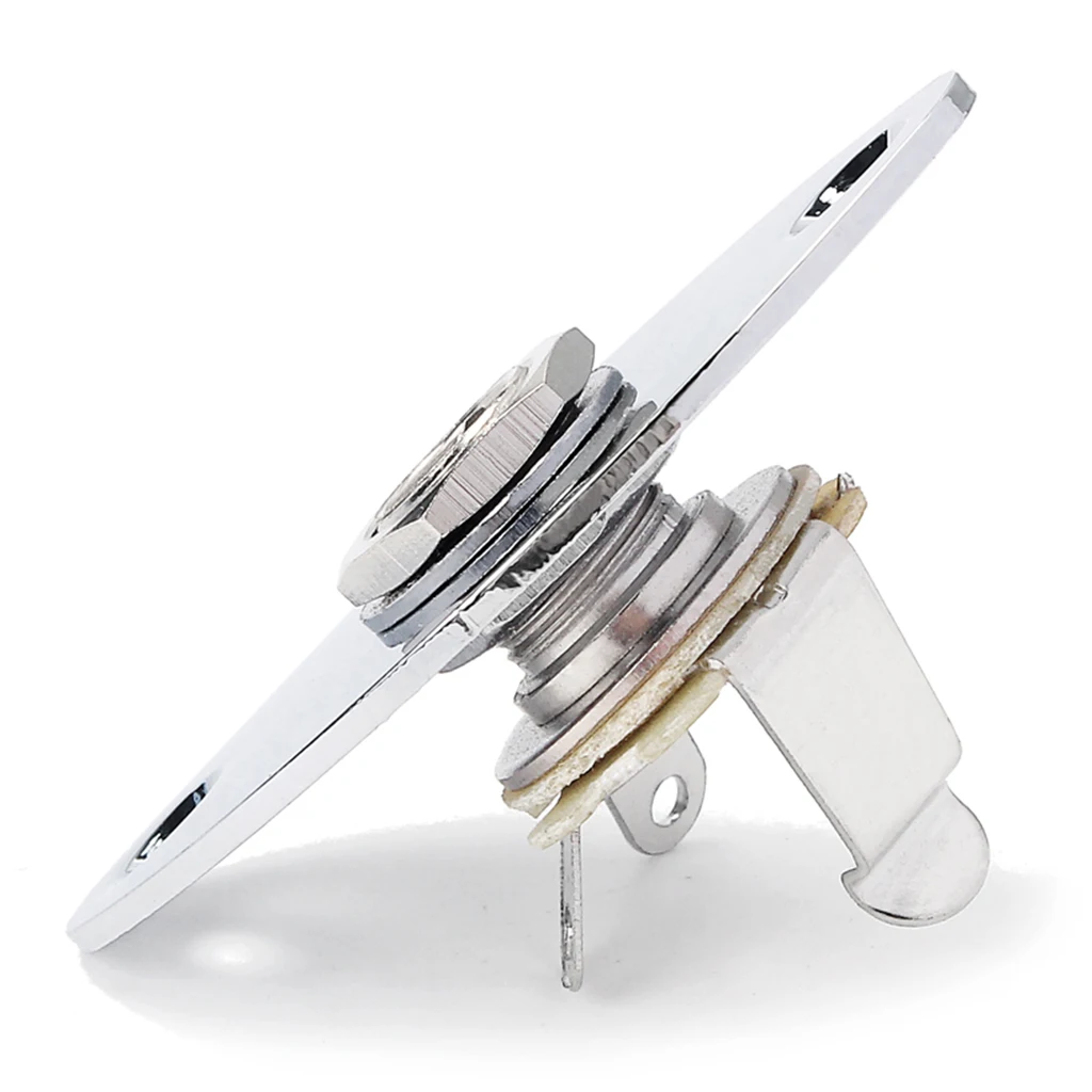 Chrome Flat Guitar Bass Output Jack Plate 1/4'' For Cigar Box Guitar Parts