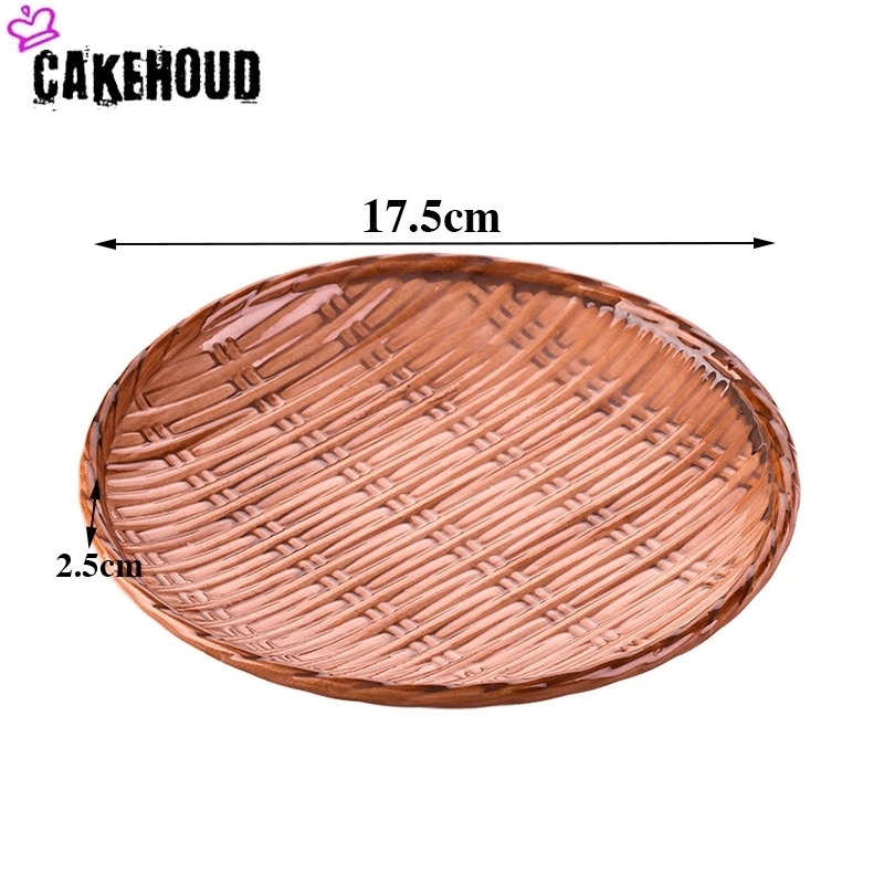 CAKEHOUD бамбуковый узор керамическая тарелка поднос для завтрака бытовой поднос для столовых приборов креативный Ретро круглая керамическая тарелка набор столовых приборов