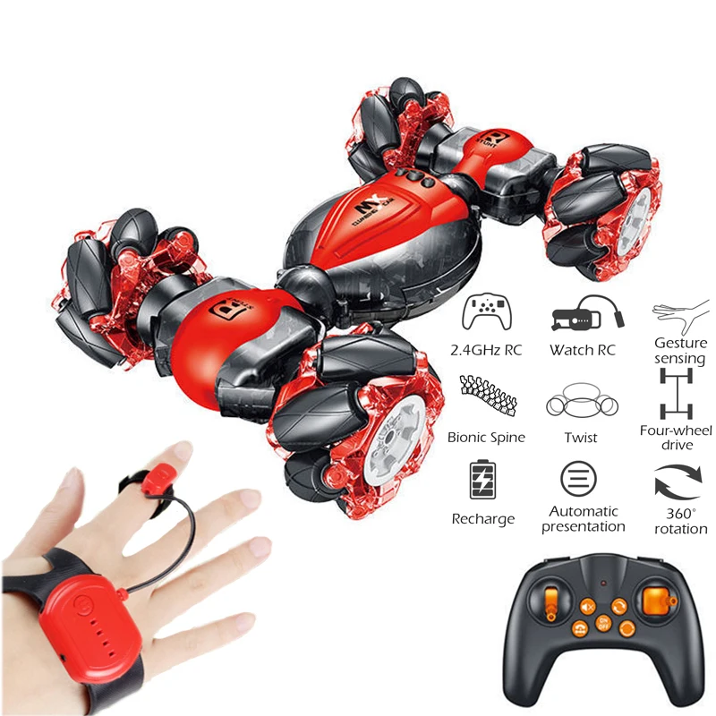

Nemocargo Remote Control Stunt Car Gesture Induction Twisting Off-Road Vehicle Light Drift Dancing Side Driving RC Toy Gift