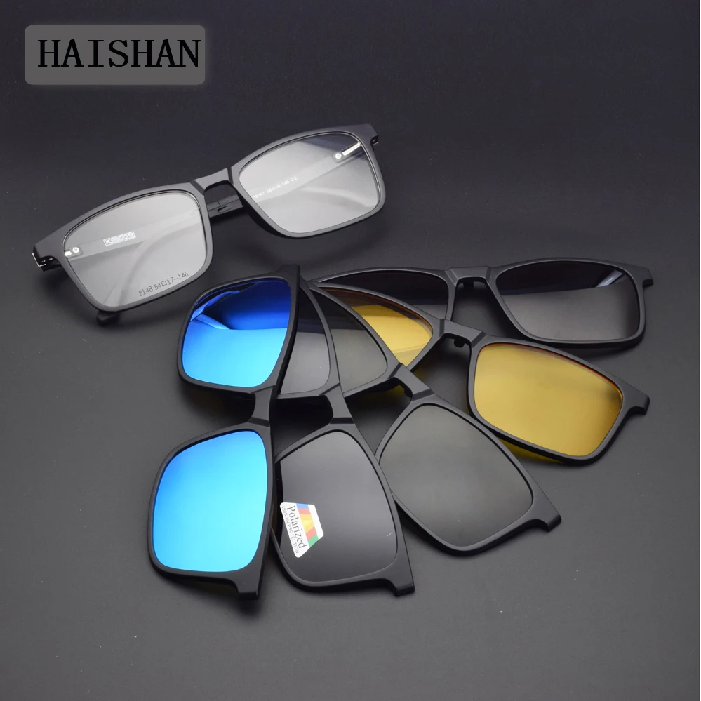 Montura de gafas para hombre, Clips de color negro Arena imán, gafas de sol polarizadas, película de visión nocturna Anti-azul, película 3D, marco especial para conducción - AliExpress Accesorios para la