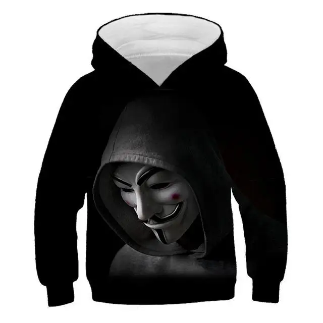 V for Vendetta» 3D для маленьких мальчиков и девочек толстовка с капюшоном длинным рукавом Детская рубашка с капюшоном V for Vendetta» Объёмный рисунок(3D-принт) модная детская толстовка - Цвет: TNT-1147