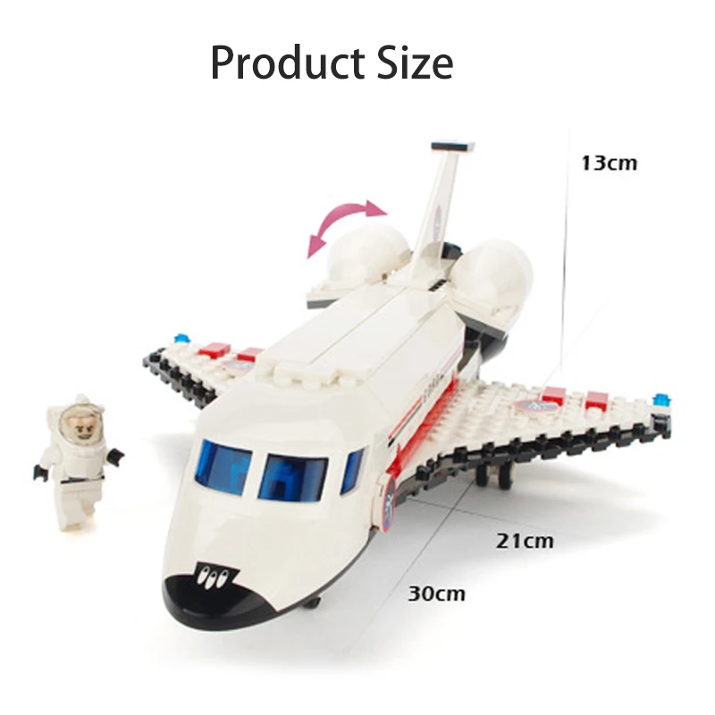 297Pcs City Spaceport Series Aerospace Space Technic Flight Space Shuttle Plane Building Block Compatible Legoing Toys For Kids