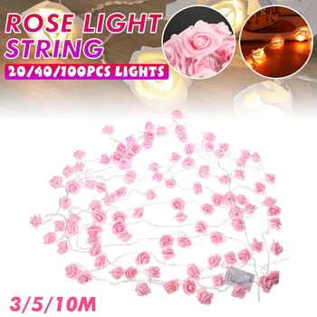 

Smuxi 220V Electric LED Rose Lamp String 3m/5m/10m For Bedroom Garden Party Wedding Decoration White / Pink Rose LED Lamp