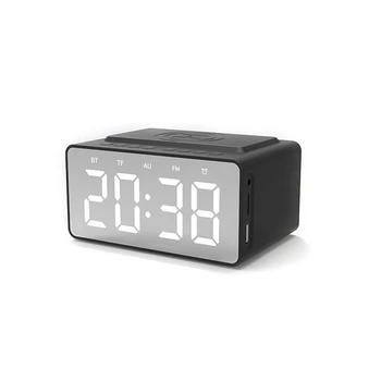 

Digital led alarm clock Bluetooth Speaker LED Mirror Alarm Clock Subwoofer with wireless charger Household Bluetooth speaker