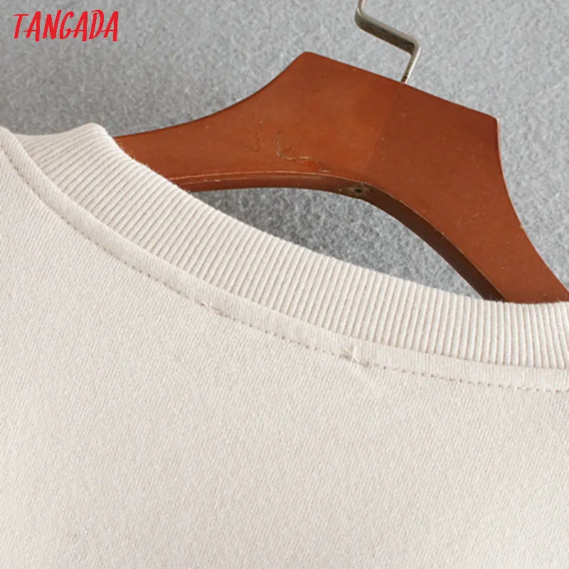 Tangada для женщин Винтаж оборками Вышивка Твердые кофты оверсайз с длинным рукавом Свободные пуловеры повседневные женские топы CE142