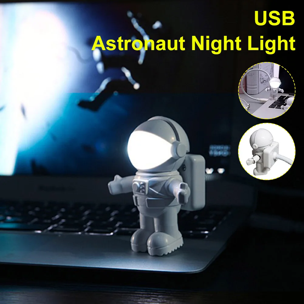 Astronaut LED Night Light Creative Flexible USB Powered Spaceman Lamp Eye-Care Reading For Computer Laptop PC | Лампы и освещение
