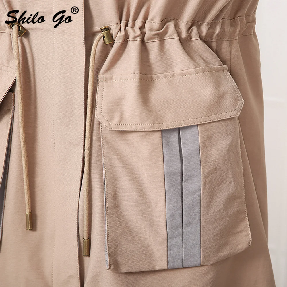 Fur Parkas Safari Style Plus Size Real Fox Fur Drawstring Waist Hooded Rabbit Fur Lining Long Coat Women Winter Color Block Coat