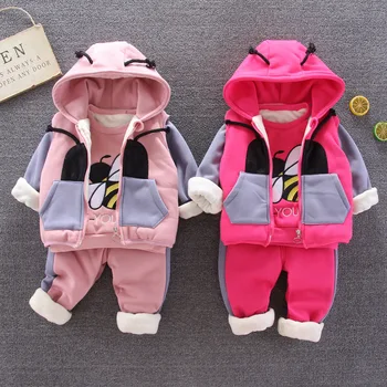 

Newborn Baby Boys Girls Autumn Winter Warm Hoody jacket Sweatshirt Pants 3Pcs Suit Infant Kids Children Sports Toddler Clothes