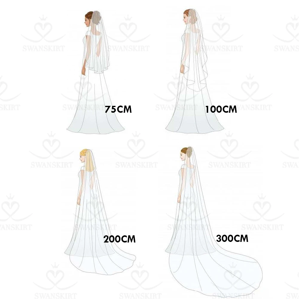 Swanskirt Индивидуальные Свадебные вуали на заказ Свадебные вуали ACC