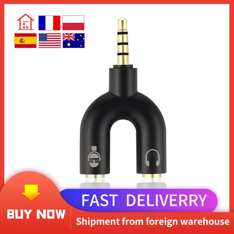3.5mm Splitter Stereo Plug U-shape Audio Mic & Headphone Earphone Adapters for PS4 PC Laptop Ear Headset dropshi | Мобильные