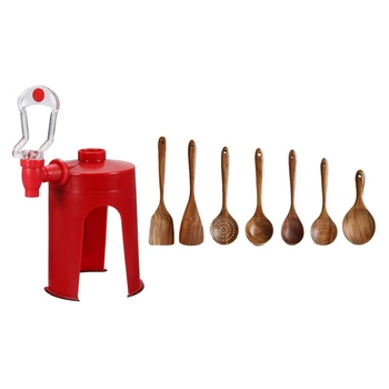 

1 Pcs Soda Dispenser Fizz Dispenser Drink Dispenser Red & 1 Set Wooden Spoons for Cooking Non-Stick Pan Kitchen Tool