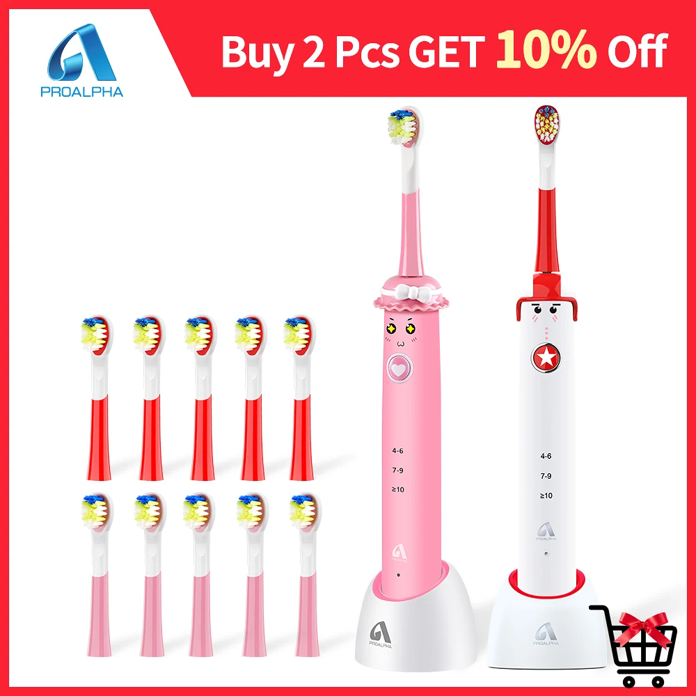 Kids Sonic Electric Toothbrush  for 4-12 Ages Teenager Tooth brush Smart Timer Replacement Brush Head for children brush gifts
