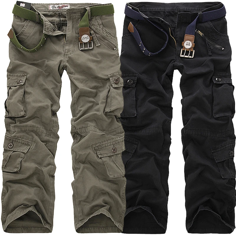 Prix 2019 haute qualité hommes Cargo pantalon décontracté ample Multi poche militaire pantalon Long pantalon pour hommes camouflage Joggers grande taille 28 40