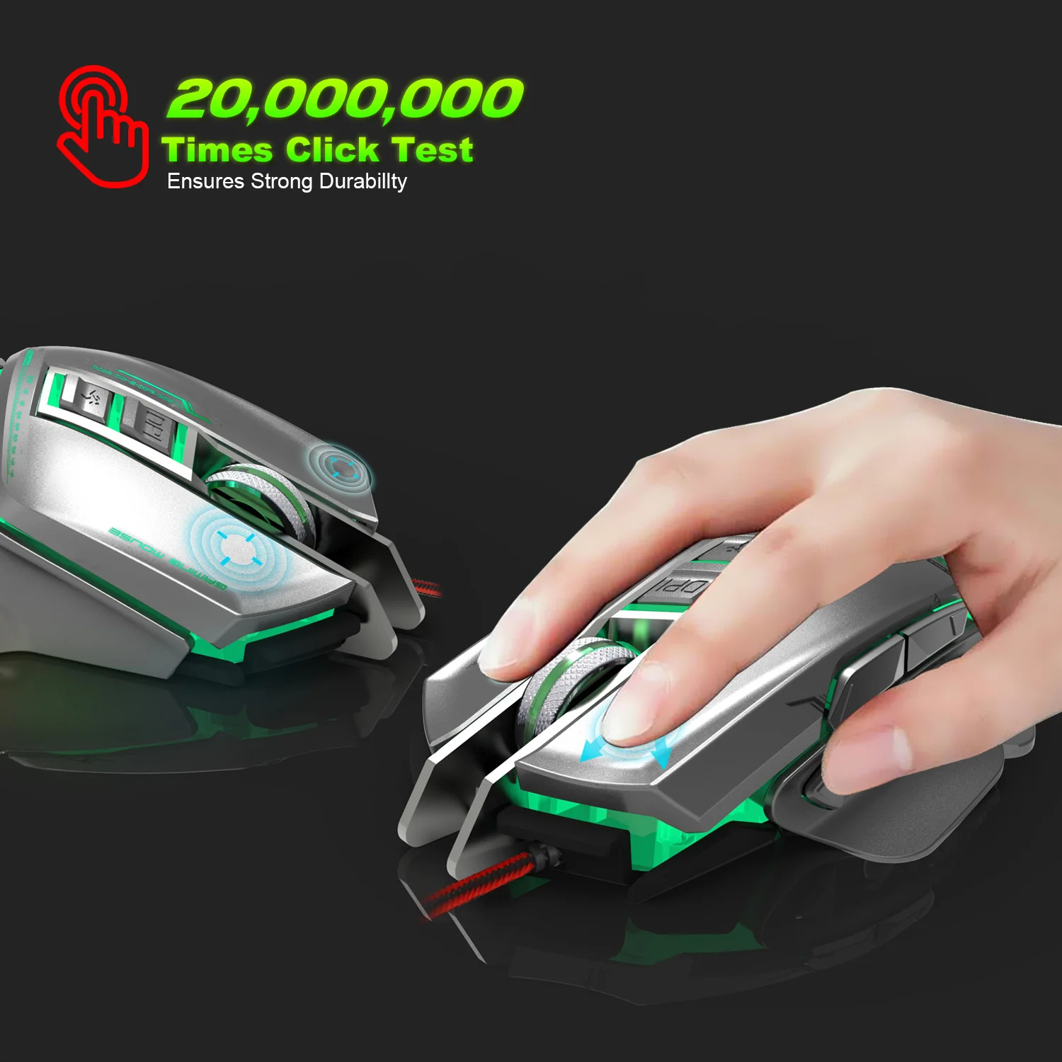 ZERODATE оптическая мышь с 11 клавишами, красочная мышь для макросъемки, может быть свободно демонтирована, Регулируемая игровая мышь 3200 dpi