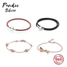 Мода Шарм серебро 925 копировальный браслет, регулируемый браслет с шармами цепи безопасности Сделай Сам браслет из бусин женский ювелирный подарок с логотипом