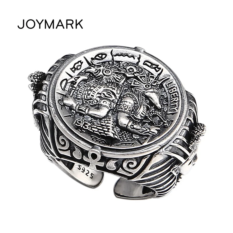 

Ancient Egypt Warrior Pharaoh Retro Thai Silver Ring Personality Men Women Open Ring 925 Sterling Silver Fashion Jewelry TSR121