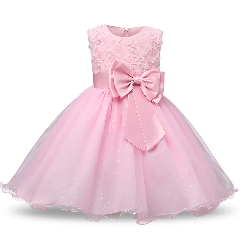 Платье для девочек; Детские платья для девочек; кружевное платье принцессы с вышивкой для маленьких девочек; свадебное платье-пачка; Одежда для маленьких девочек; От 1 до 5 лет - Цвет: Pink