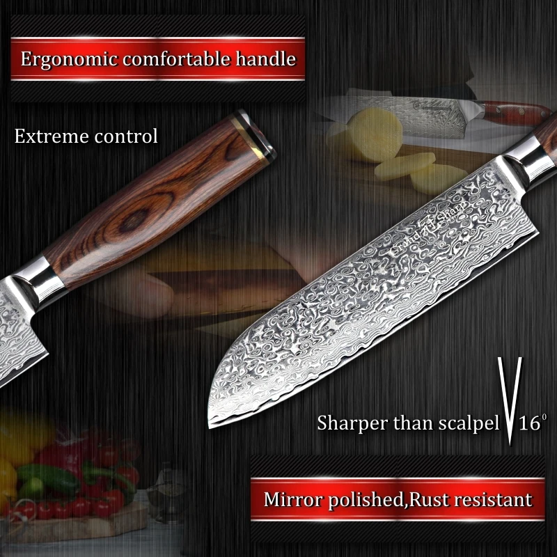 GRANDSHARP 2 шт набор ножей из дамасской стали 67 слоев японской дамасской стали vg10 шеф-повара сантоку Дамасские кухонные ножи Кливер подарок