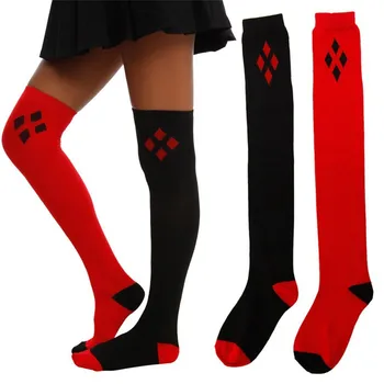 

New Sexy Harley Quinn Women Long Socks Street Hip-Hop Trend Clown Girl Over-Knee Socks Happy Funny Cotton Socks Gift Pop Socket