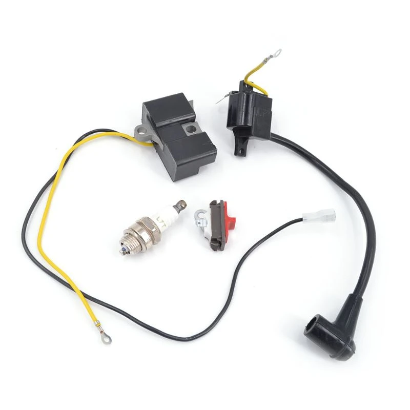 2 Parts Ignition Coil Module Kit Spark Plug Set for Husqvarna 61 162 266 Jonser