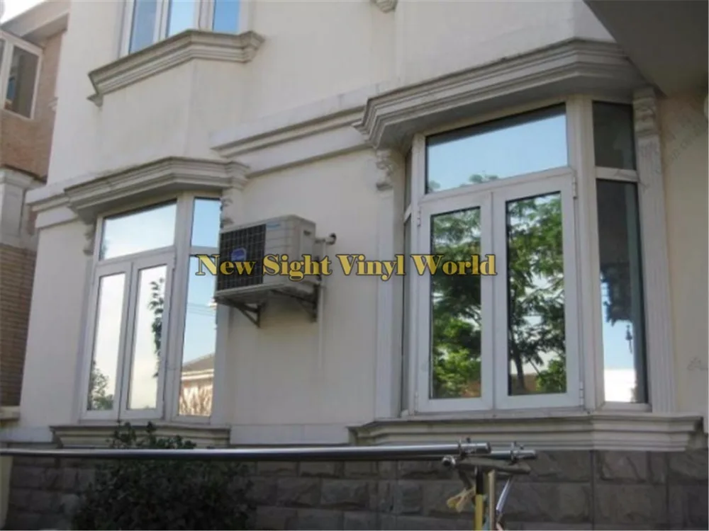 VLT 25% виниловая пленка с зеркальным эффектом и серебристым оттенком для украшения дома и офиса Размер стекла: 1,52*30 м/рулон