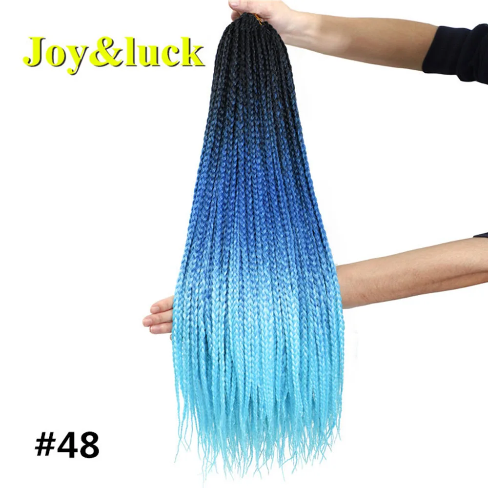 Joy&ampluck 24inch Colorful Box Braids Synthetic Braiding Hair for Women Crochet Extensions 22roots |
