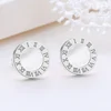 Korean Simple Statement Earrings Stainless Steel Stud Earrings For Women Vintage Roman Numeral Crystal Small Earing 2022 Jewelry ► Photo 3/6