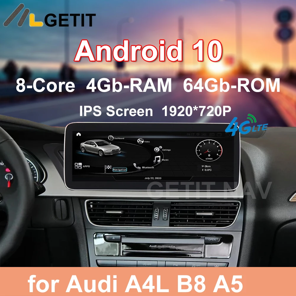 Автомобильный мультимедийный радиоприемник стерео плеер Android 11 для Audi A4L B8 A5 2009-2016