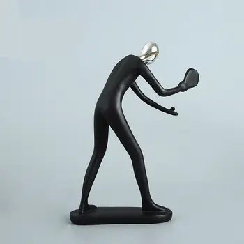 

[Crafts] Modern Abstract Sculpture Table tennis Ping-pong player figure model Statue Art Carving Resin Figurine Home Decorations
