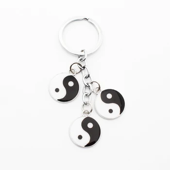 

FREE SHIPPING BY DHL 100pcs/lot Metal Taiji Yin Yang Keychains Zinc Alloy Taichi Keyrings Gifts