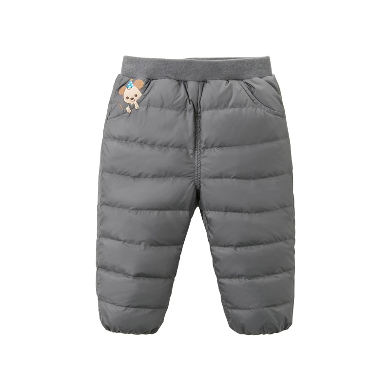 medium gray Dave bella/Зимние Пуховые Штаны унисекс; модные детские брюки с карманами; Детские Пуховые брюки высокого качества; DB12416 - Цвет: medium gray