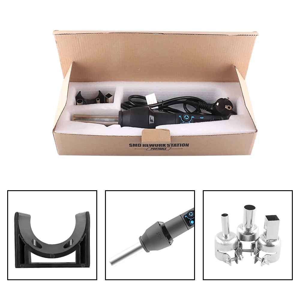 8018 650W Degree LCD Adjustable Electronic Heat Hot Air Gun Desoldering Soldering Station IC BGA+ 3 Nozzle SMD rework station