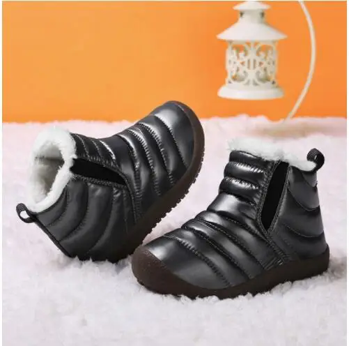 Winter Boots Girls Waterproof Snow Shoes Kids Toddler Keep Warm Children For Girl Boys Boots Ankle Winter Baby Shoe Buty - Цвет: Серый