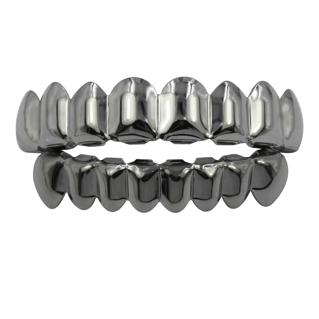 18K Gold Plated Mouth Grill for Mouth Top Bottom Hip Hop Teeth Grills Teeth Mouth with Molding Bars for Cosplay Party Tooth 