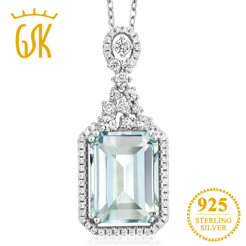 GemStoneKing 7 24 Ct восьмиугольник небесно голубой искусственный Аквамарин серебро 925