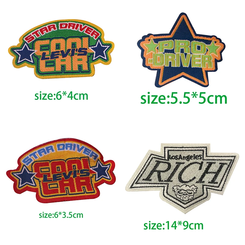 

Cartoon Decorative English Alphabet Letter, Star icon Embroidered Applique Patches For DIY Iron on Badges Stickers on a backpack
