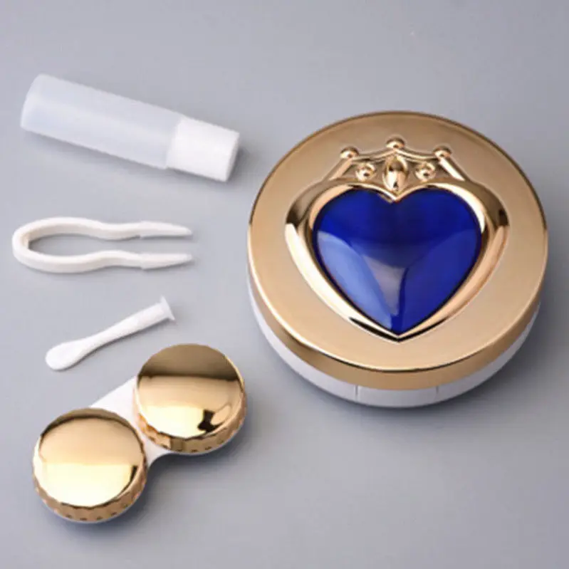 BLUE-Gold Аниме Сейлор Мун Косплей сердце круг контактные линзы коробка очки для путешествия объектив Чехол Держатель Косплей коллекция Женский Рождественский подарок - Цвет: BLUE-Gold