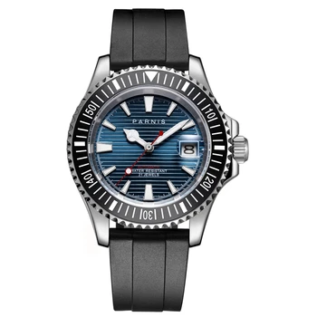 

Parnis Automatic Mechanical Men Watches Diver Miyota 8215 Waterproof Sapphire Crystal Rubber Strap Mens Watch 2019 Luxury Brand