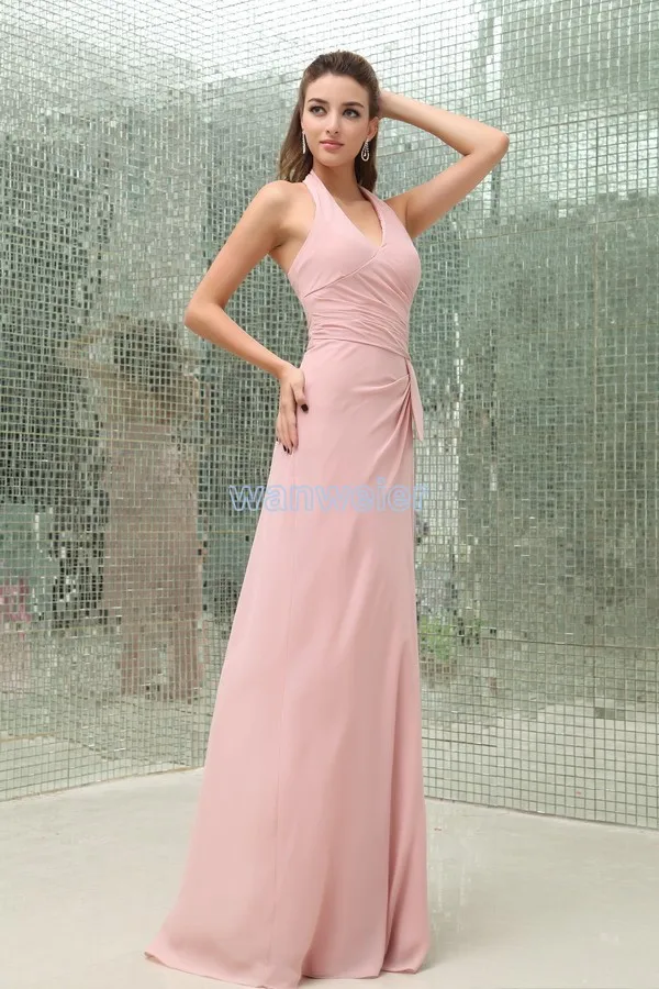 Gratis Verzending 2018 Wrap Chiffon Nieuwe Ontwerp Hot Maxi Lange Moeder Brides Gown Zoete Custom Maat/Kleur Halter Bruidsmeisje jurken Gratis Verzending 2018 Wrap Chiffon Nieuwe Ontwerp Hot Maxi Lange Moeder Brides Gown Zoete Custom Maat/Kleur Halter Bruidsmeisje jurken