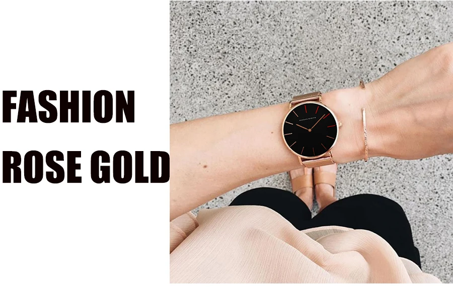 36mm Designer 2020 Luxury 4 Red Pointers Japan Quartz Movement Waterproof Women Rose Gold Stainless Steel Mesh Band Ladies Watch