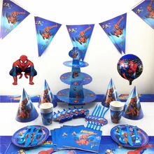 Вечерние украшения «Человек-паук» для дня рождения, детский душ, детские праздничные тарелки, одноразовые вечерние столовые приборы