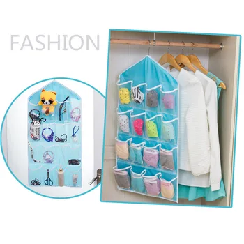 

16 Pockets Clear Hanging Bag Socks Bra Underwear Rack Hanger Storage Organizer