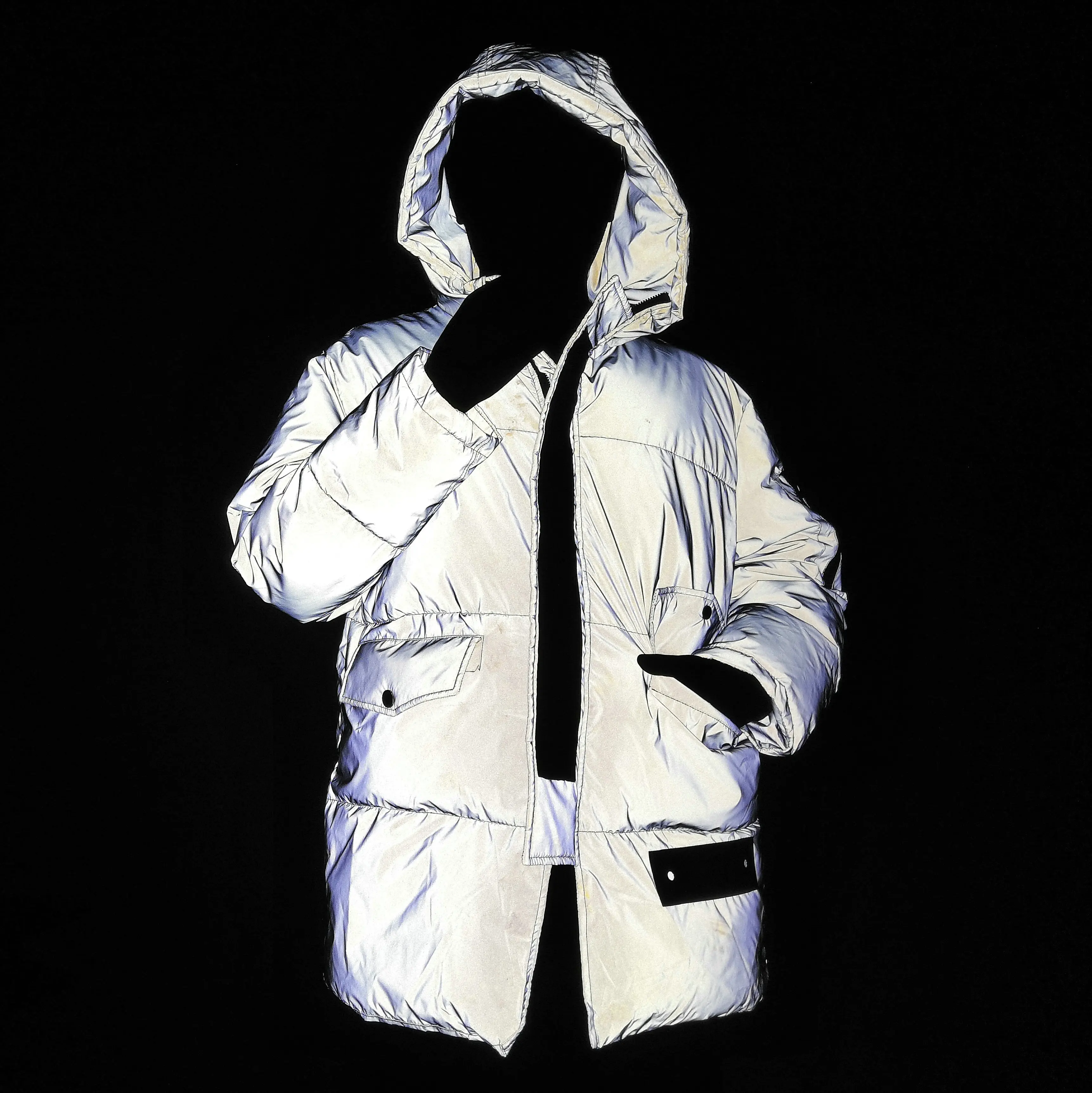 Женский светоотражающий светильник, зимняя уличная куртка с капюшоном, хлопковое пальто для ночного спорта, для пробежек, безопасная отражающая Теплая мужская парка унисекс