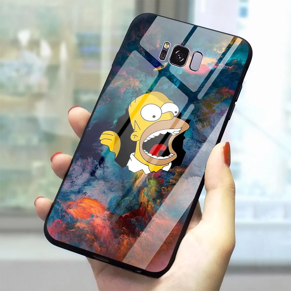 Чехол для телефона Galaxy A40 чехол из закаленного стекла с аниме Simpsons Note 8 9 S7 Edge S8 S9 Plus