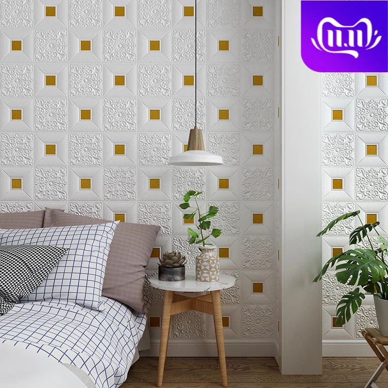

Self Adhesive 3D Brick Wall Stickers Living Waterproof Foam Room Bedroom DIY Adhesive Wallpaper Art home Wall Decals