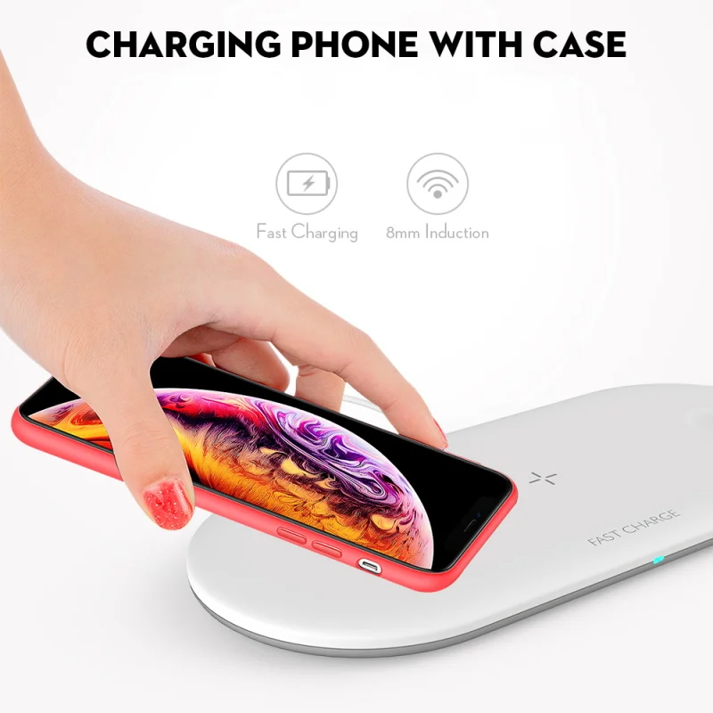 3 в 1 Qi Беспроводное быстрое зарядное устройство для Airpods Apple Watch 5 4 3 2 1 iWatch быстрая Беспроводная зарядная подставка для iPhone 11 Pro Xs Max X